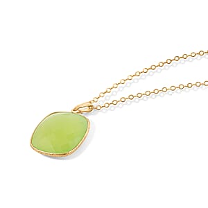 Green Agate 20.00 ctw Pendant Necklace in 14K Yellow Gold Over Sterling Silver 18 Inches 