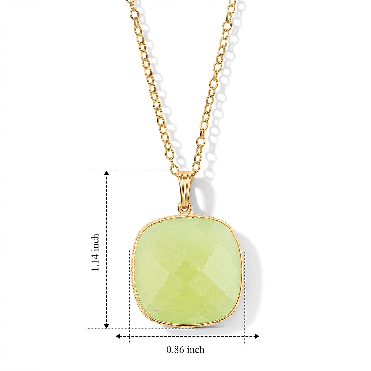 Green Agate 20.00 ctw Pendant Necklace in 14K Yellow Gold Over Sterling Silver 18 Inches  image number 4