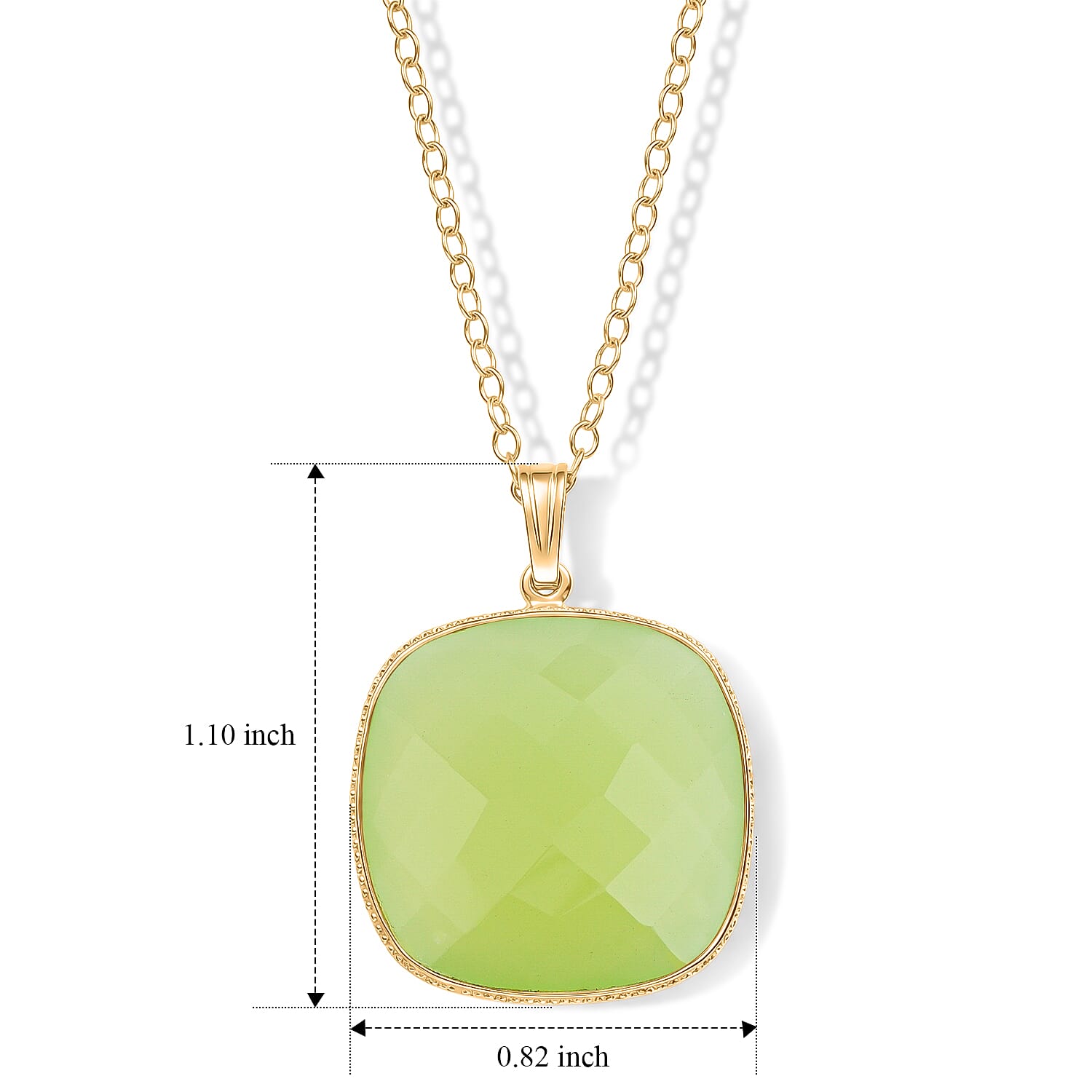 Green Agate 20.00 ctw Pendant Necklace in 14K Yellow Gold Over Sterling Silver 18 Inches