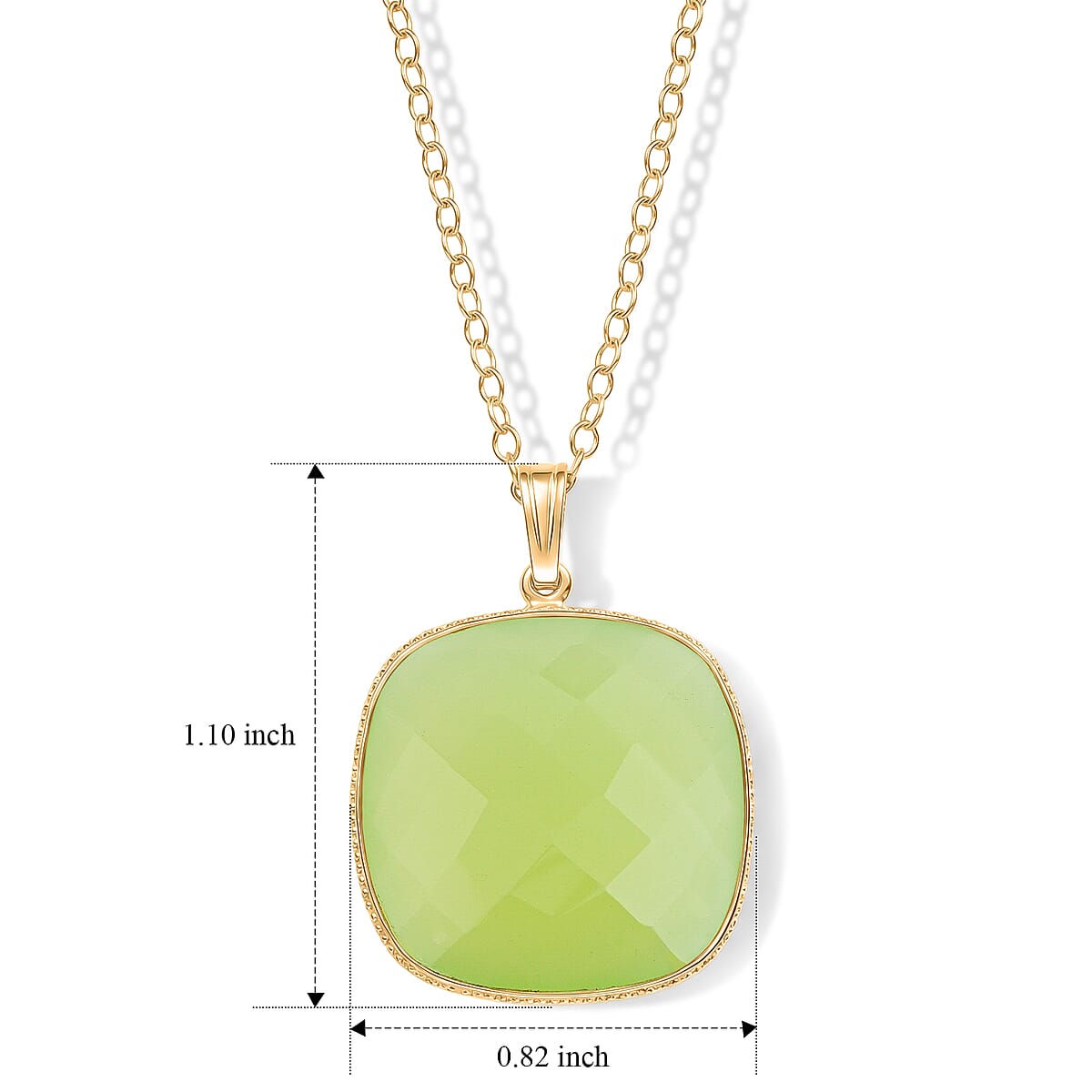 Green Agate 20.00 ctw Pendant Necklace in 14K Yellow Gold Over Sterling Silver 18 Inches image number 5
