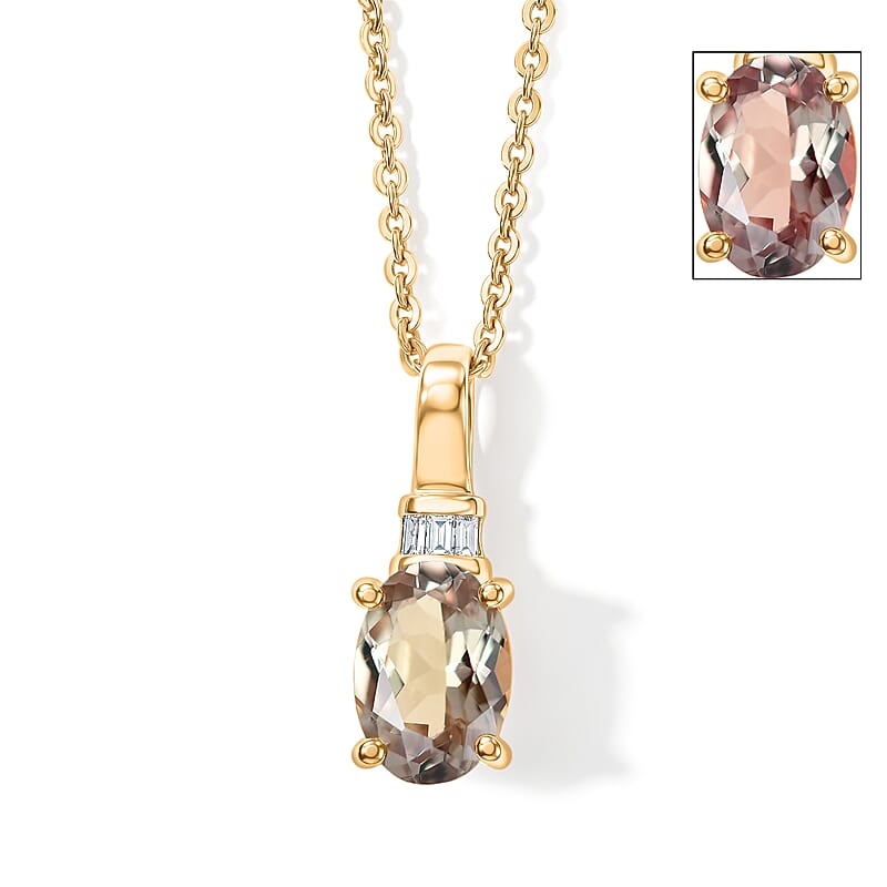 D'Joy AAA Turkizite and Diamond 0.85 ctw Eternal Lumina Pendant Necklace in 18K Vermeil Yellow Gold Over Sterling Silver (20 Inches)