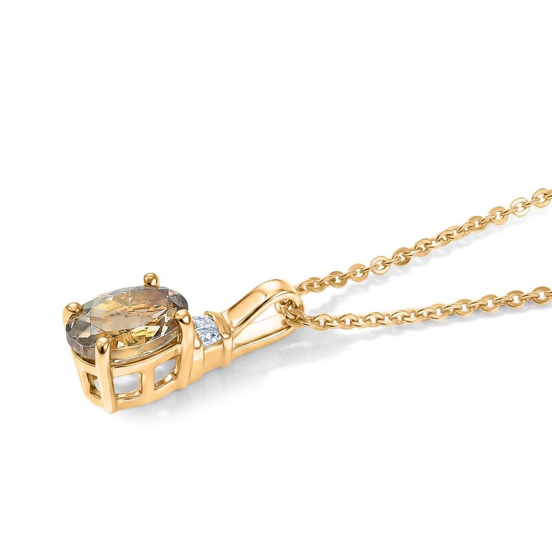 Doorbuster D'Joy AAA Turkizite and Diamond 0.85 ctw Eternal Lumina Pendant Necklace in 18K Vermeil Yellow Gold Over Sterling Silver (20 Inches)