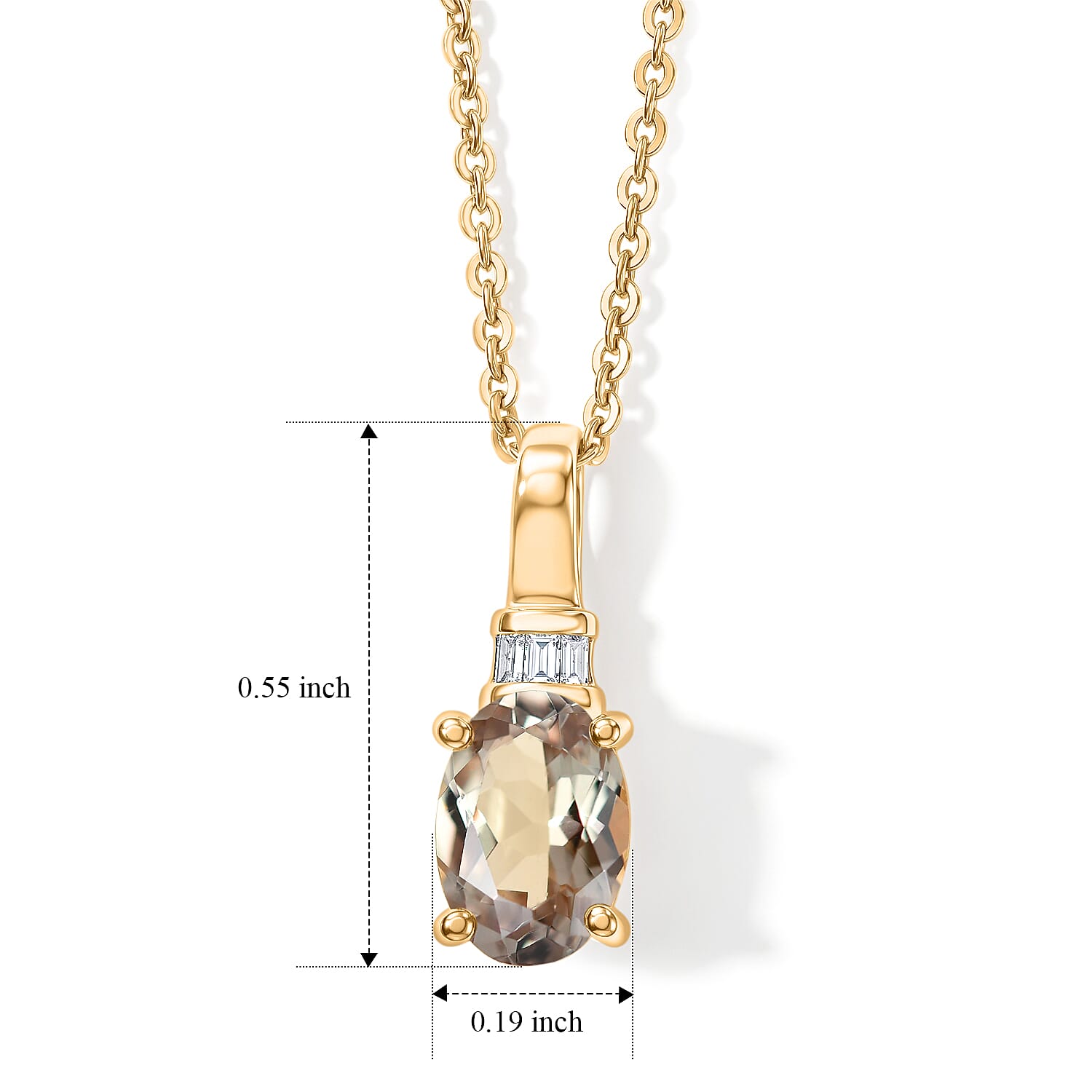 D'Joy AAA Turkizite and Diamond 0.85 ctw Eternal Lumina Pendant Necklace in 18K Vermeil Yellow Gold Over Sterling Silver (20 Inches)