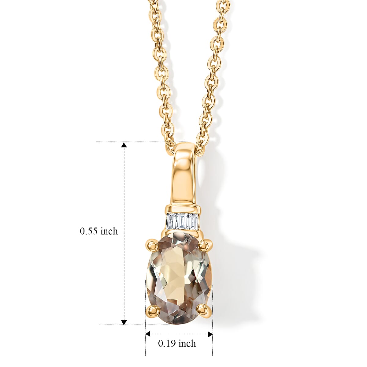D'Joy AAA Turkizite and Diamond 0.85 ctw Eternal Lumina Pendant Necklace in 18K Vermeil Yellow Gold Over Sterling Silver (20 Inches) image number 2