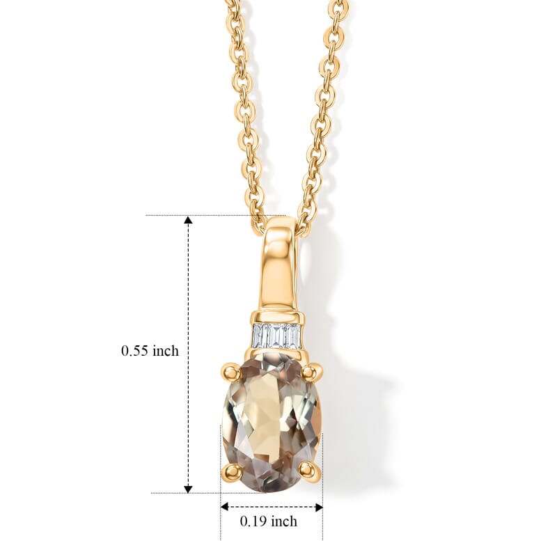 Doorbuster D'Joy AAA Turkizite and Diamond 0.85 ctw Eternal Lumina Pendant Necklace in 18K Vermeil Yellow Gold Over Sterling Silver (20 Inches)