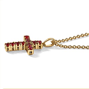 D'Joy Mexican Cherry Fire Opal 0.50 ctw Pendant in 18K Vermeil YG Over Sterling Silver with ION Plated YG Stainless Steel Necklace 20 Inches