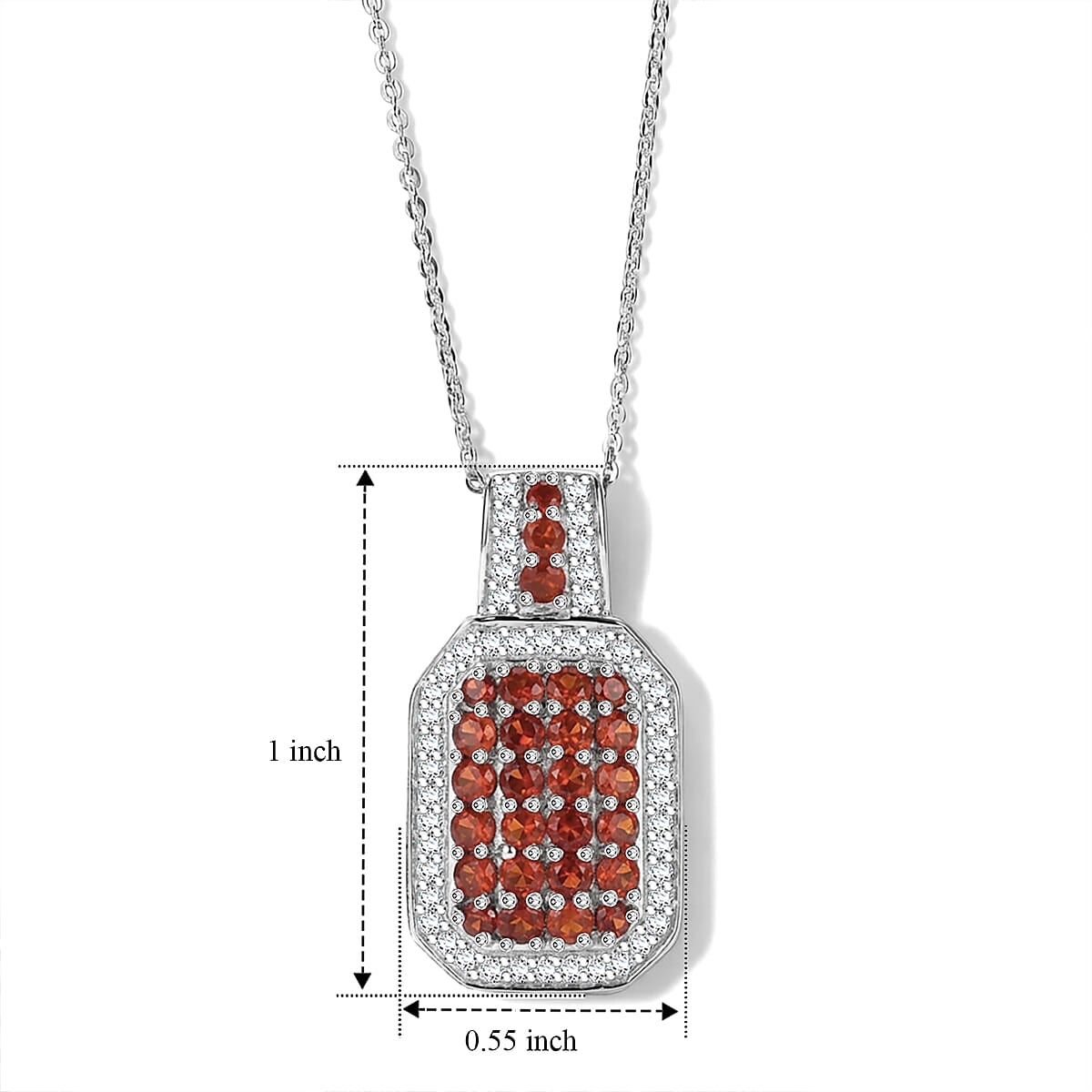 D'Joy Mexican Cherry Fire Opal and White Zircon 1.50 ctw Pendant Necklace in Rhodium Over Sterling Silver 20 Inches image number 2