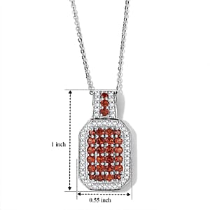 D'Joy Mexican Cherry Fire Opal and White Zircon 1.50 ctw Pendant Necklace in Rhodium Over Sterling Silver 20 Inches
