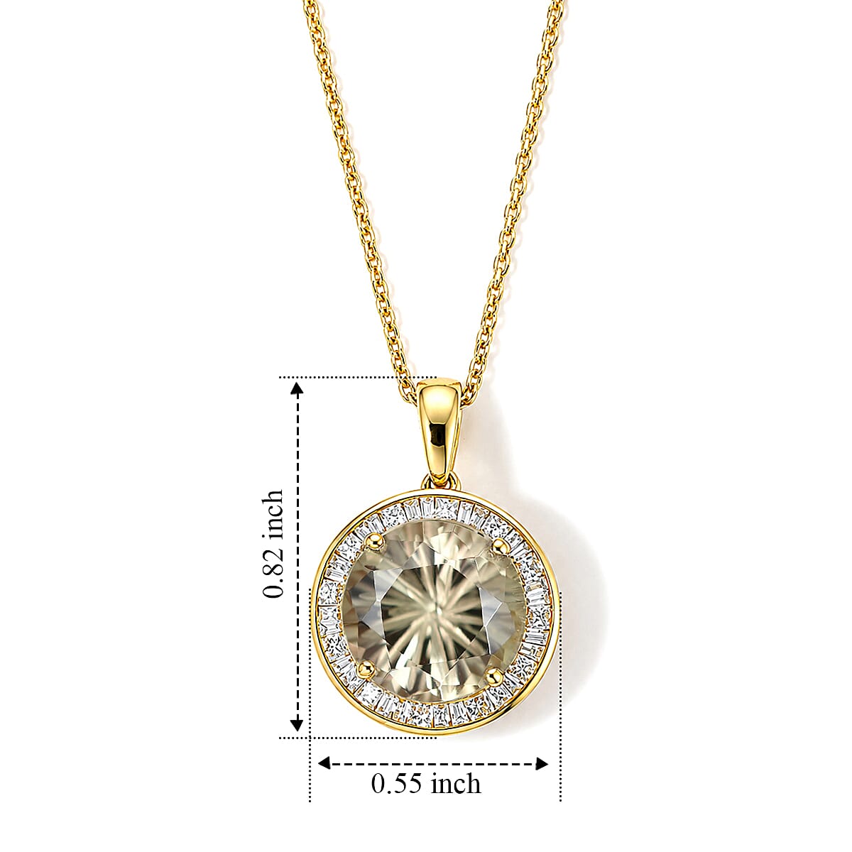 Certified & Appraised Hanabi Cut AAA Turkizite and Luxuriant White Diamond I2 4.40 ctw Solitaire Pendant Necklace in 10K Yellow Gold 18 Inches