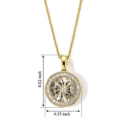Certified & Appraised Hanabi Cut AAA Turkizite and Luxuriant White Diamond I2 4.40 ctw Solitaire Pendant Necklace in 10K Yellow Gold 18 Inches