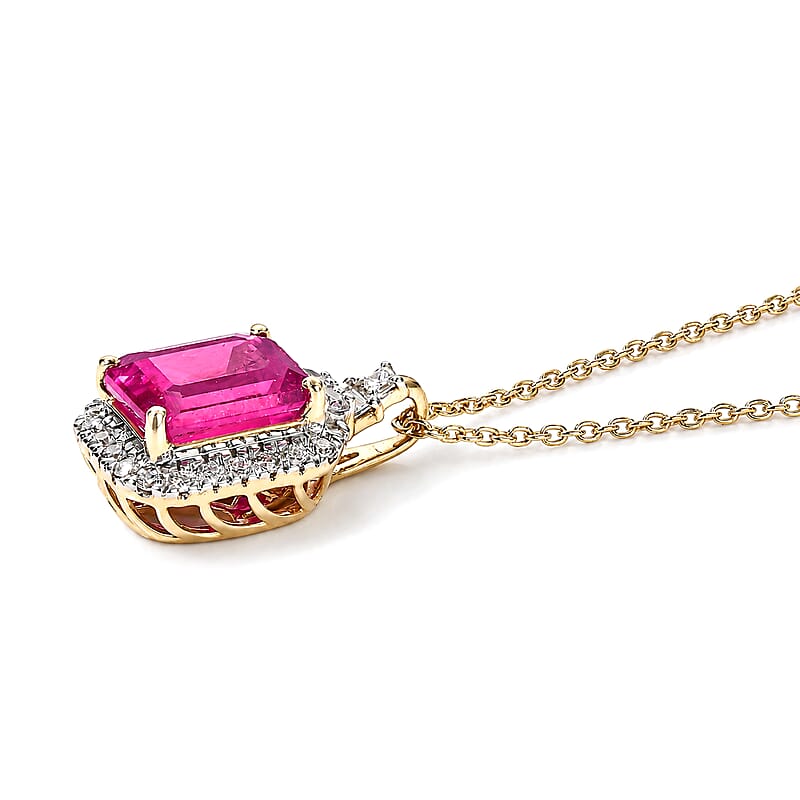 Certified & Appraised AAA Ruby and Luxuriant Lab Grown Diamond G-H SI 4.00 ctw Pendant Necklace in 10K Yellow Gold 18 Inches