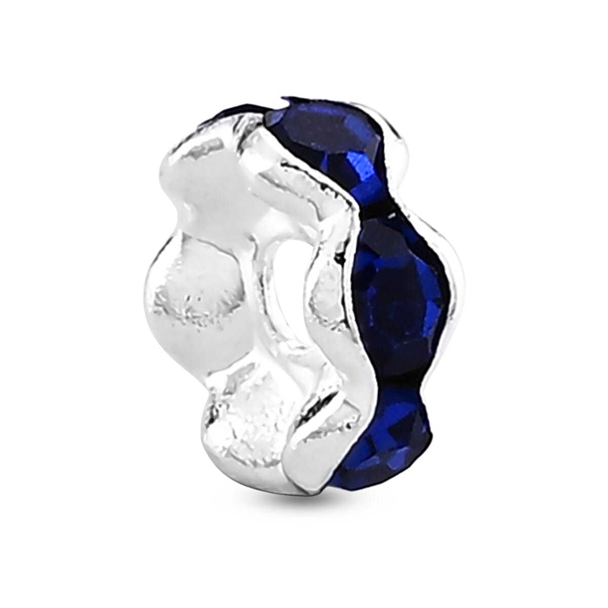 GCS Set of 100pcs Austrian Blue Crystal Spacer Beads in Silvertone