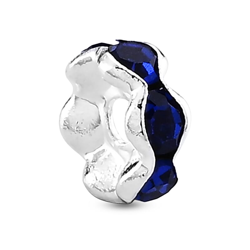 GCS Set of 100pcs Austrian Blue Crystal Spacer Beads in Silvertone