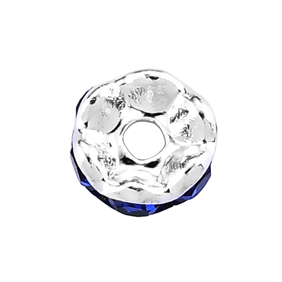 GCS Set of 100pcs Austrian Blue Crystal Spacer Beads in Silvertone