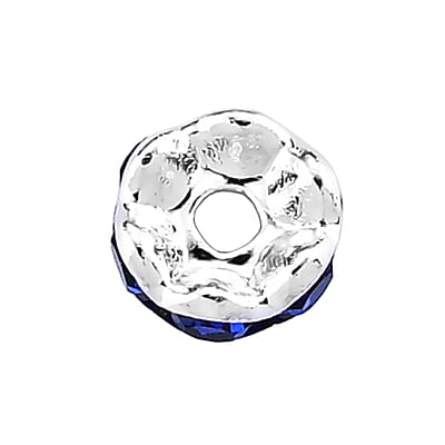 GCS Set of 100pcs Austrian Blue Crystal Spacer Beads in Silvertone