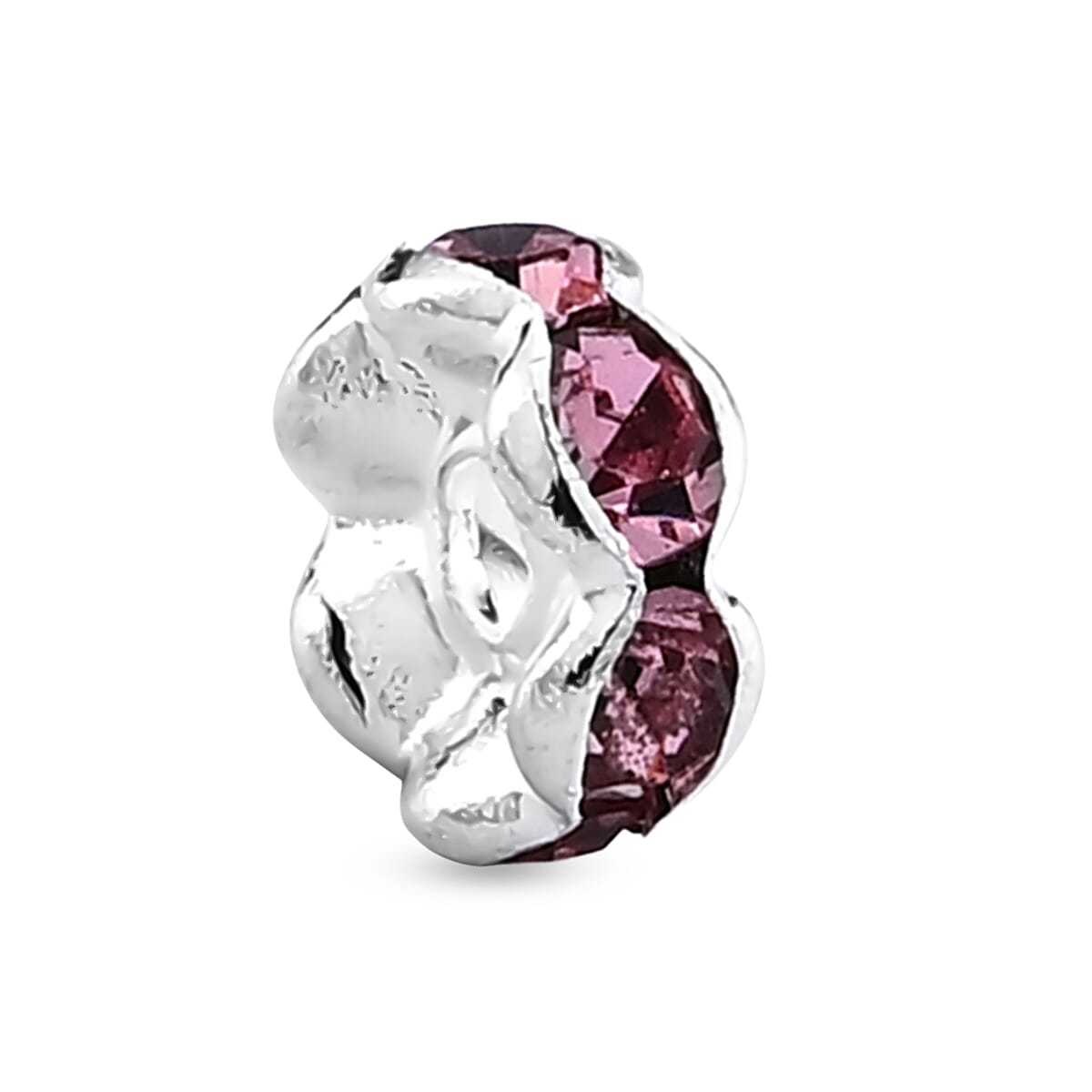 GCS Set of 100pcs Austrian Pink Crystal Spacer Beads in Silvertone