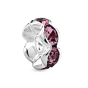 GCS Set of 100pcs Austrian Pink Crystal Spacer Beads in Silvertone