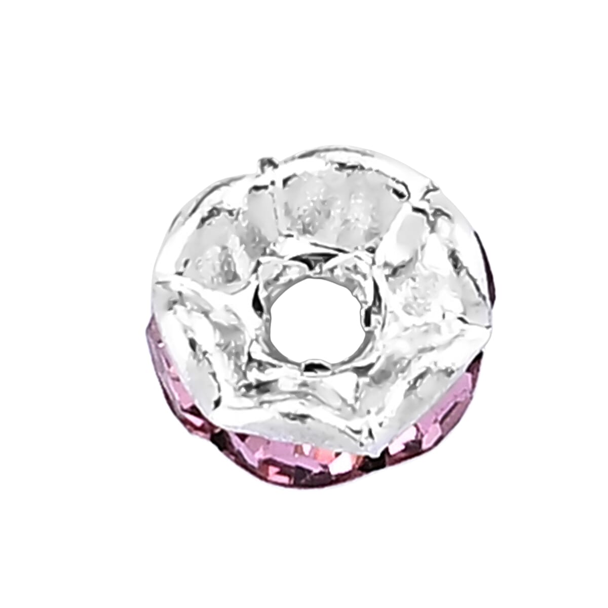 GCS Set of 100pcs Austrian Pink Crystal Spacer Beads in Silvertone image number 1