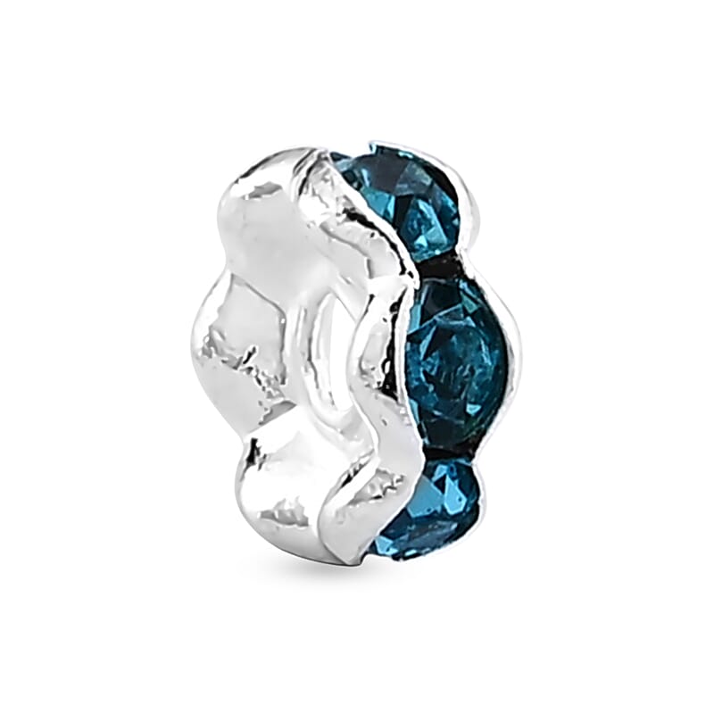 GCS Set of 100pcs Austrian Light Blue Crystal Spacer Beads in Silvertone