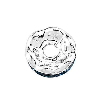 GCS Set of 100pcs Austrian Light Blue Crystal Spacer Beads in Silvertone