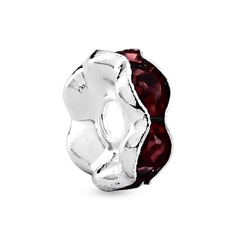 GCS Set of 100pcs Austrian Red Crystal Spacer Beads in Silvertone