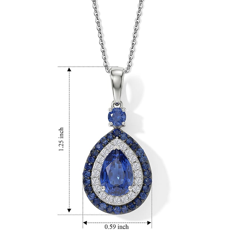 D'Joy Premium Kashmir Kyanite and Multi Gemstone 4.00 ctw Pendant Necklace in Rhodium Over Sterling Silver (20 Inches)