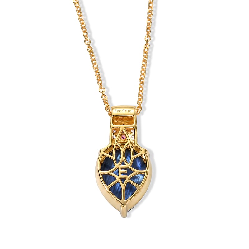 EverTrue AAA Malagasy Labradorite and Multi Gemstone 9.10 ctw Pendant in 18K YG Plated with ION Plated YG Stainless Steel Necklace 20 Inches