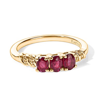 EverTrue Niassa Ruby (FF) 1.60 ctw Ring (Size 6) and Pendant in 18K YG Plated with ION Plated YG Stainless Steel Necklace 20 Inches