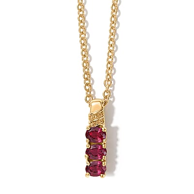 EverTrue Niassa Ruby (FF) 1.60 ctw Ring (Size 6) and Pendant in 18K YG Plated with ION Plated YG Stainless Steel Necklace 20 Inches