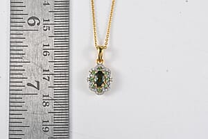 D'Joy Premium Malawi Green Sapphire and Multi Gemstone 1.00 ctw Royal Blossom Pendant Necklace in 18K Vermeil Yellow Gold Over Sterling Silver 20 Inches