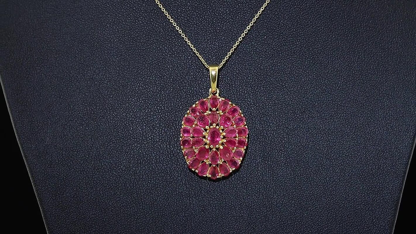 D'Joy Premium Niassa Ruby (FF) Pendant Necklace (20 Inches) in 18K Vermeil YG Over Sterling Silver 8.70 ctw