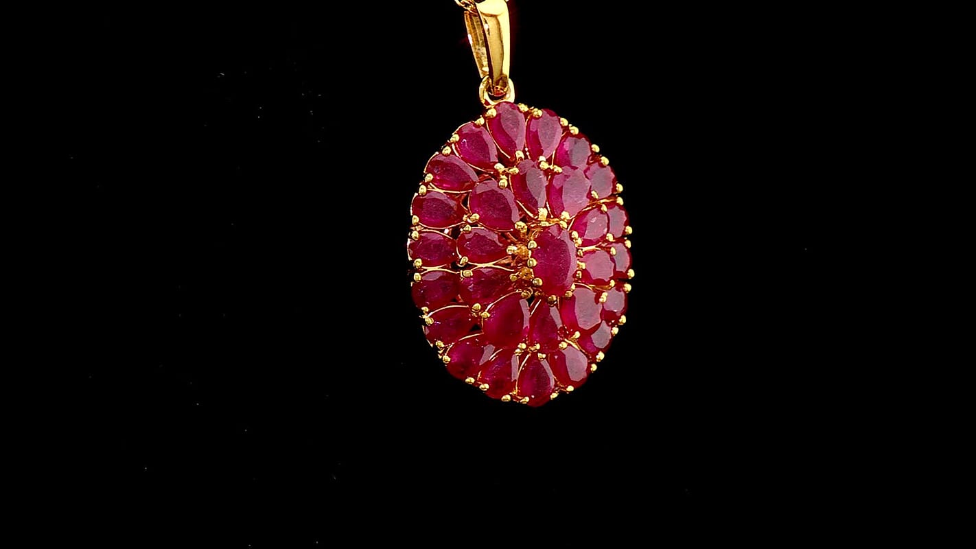 D'Joy Premium Niassa Ruby (FF) Pendant Necklace (20 Inches) in 18K Vermeil YG Over Sterling Silver 8.70 ctw