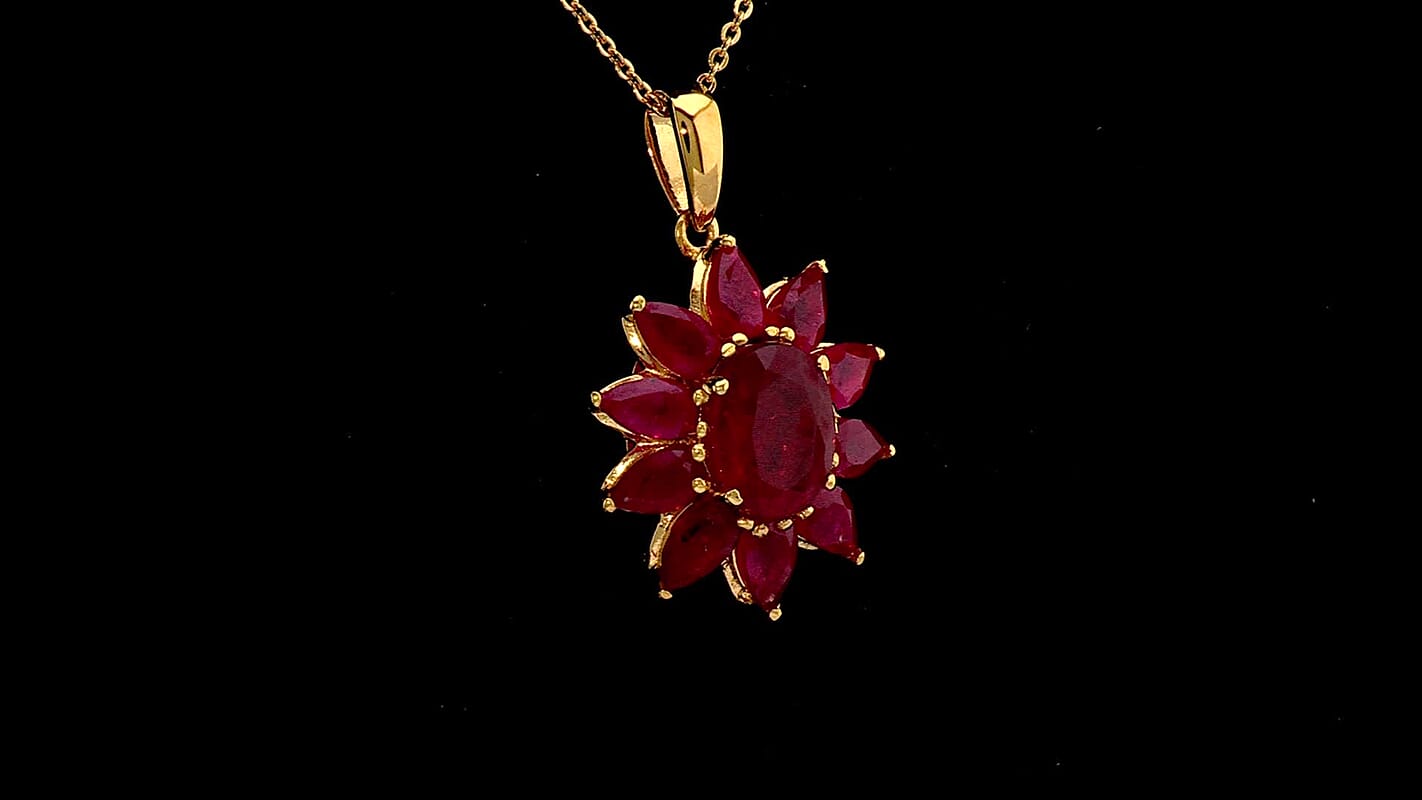 D'Joy Premium Niassa Ruby (FF) Pendant Necklace (20 Inches) in 18K Vermeil YG Over Sterling Silver 6.00 ctw