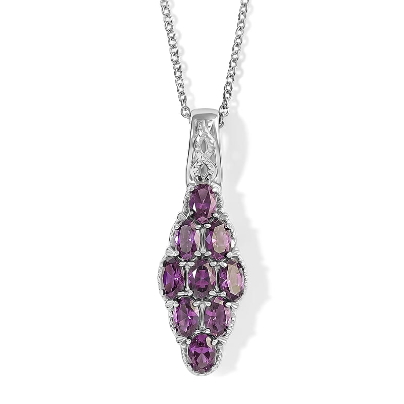 EverTrue Simulated Amethyst Color Diamond Pendant Necklace (20 Inches) in Stainless Steel