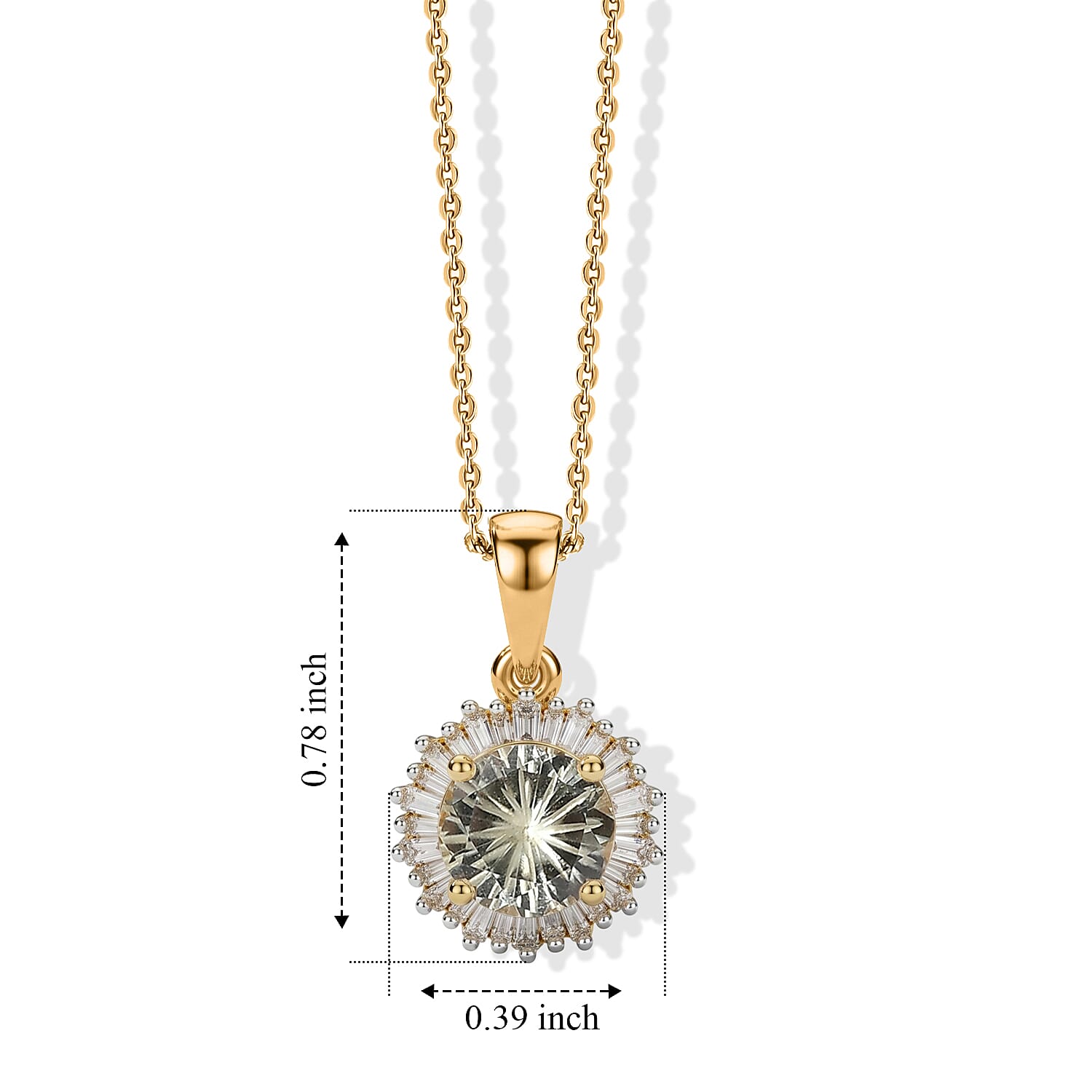D'Joy Hanabi Cut AAA Turkizite and Diamond 1.75 ctw Starburst Halo Pendant Necklace in 18K Vermeil Yellow Gold Over Sterling Silver (20 Inches)