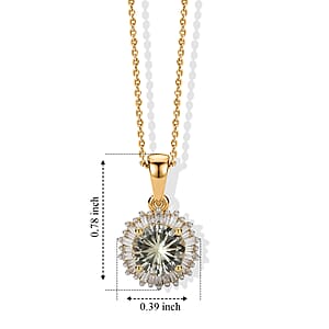 D'Joy Hanabi Cut AAA Turkizite and Diamond 1.75 ctw Starburst Halo Pendant Necklace in 18K Vermeil Yellow Gold Over Sterling Silver (20 Inches)