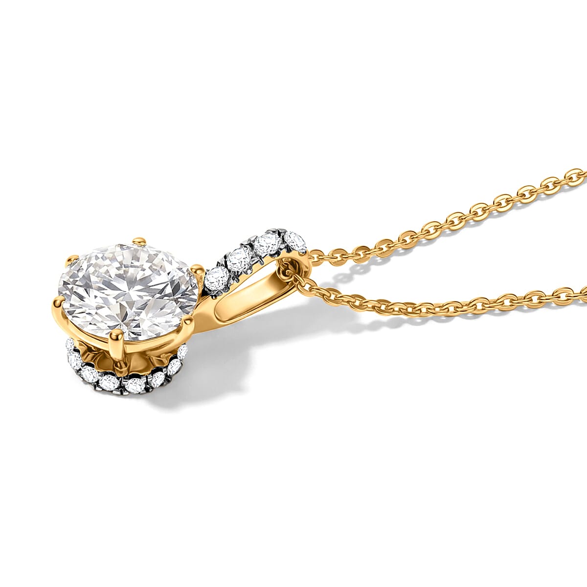 D'Joy 120 Facet Moissanite 1.90 ctw Pendant Necklace in 18K Vermeil Yellow Gold Over Sterling Silver 20 Inches image number 1