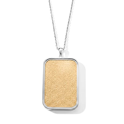 24K Gold Holy Bible Embossed Sheet Ingot Pendant 10mg (31x45.5mm) with Stainless Steel Frame and Necklace (20 Inches)