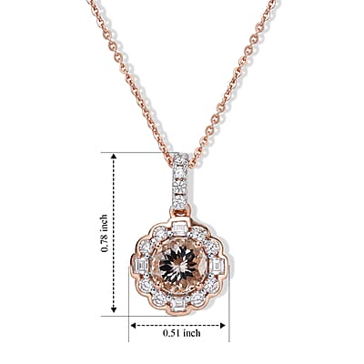 D'Joy Marropino Morganite and Moissanite 1.60 ctw Pendant Necklace in 18K Vermeil Rose Gold Over Sterling Silver 18 Inches