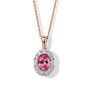 Certified & Appraised AAA Blush Tourmaline and Luxuriant Lab Grown Diamond G-H SI 1.70 ctw Pendant Necklace in 10K Rose Gold 18 Inches