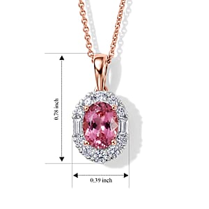 Certified & Appraised AAA Blush Tourmaline and Luxuriant Lab Grown Diamond G-H SI 1.70 ctw Pendant Necklace in 10K Rose Gold 18 Inches