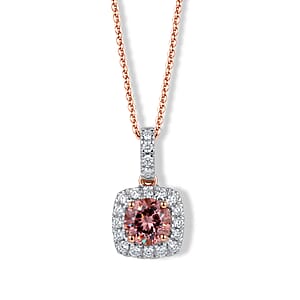 Certified & Appraised AAA Blush Tourmaline and Luxuriant Lab Grown Diamond G-H SI 1.30 ctw Pendant Necklace in 10K Rose Gold 18 Inches