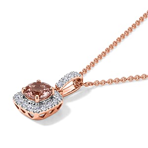 Certified & Appraised AAA Blush Tourmaline and Luxuriant Lab Grown Diamond G-H SI 1.30 ctw Pendant Necklace in 10K Rose Gold 18 Inches