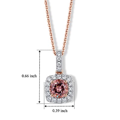 Certified and Appraised AAA Blush Tourmaline and Luxuriant Lab Grown Diamond G-H SI 1.30 ctw Pendant Necklace in 10K Rose Gold 18 Inches