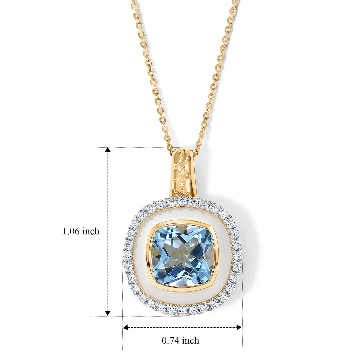 GP Trionfo Collection Premium Sky Blue Topaz and White Zircon 5.75 ctw Pendant Necklace in 18K Vermeil Yellow Gold Over Sterling Silver 20 Inches  image number 3