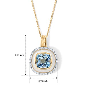 GP Trionfo Collection Premium Sky Blue Topaz and White Zircon 5.75 ctw Pendant Necklace in 18K Vermeil Yellow Gold Over Sterling Silver 20 Inches 