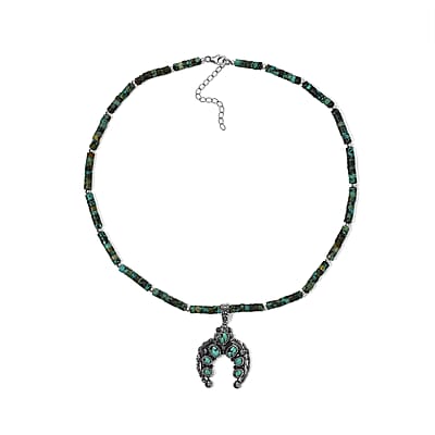 D'Joy Royston Turquoise 134.20 ctw Pendant with Beaded Necklace (20 Inches) in Sterling Silver