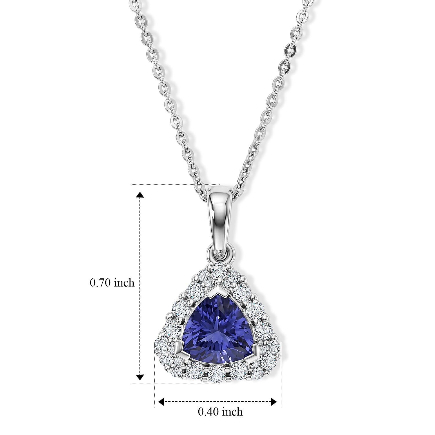 D'Joy Premium Tanzanite and Moissanite 1.30 ctw Pendant Necklace in Rhodium Over Sterling Silver 18 Inches