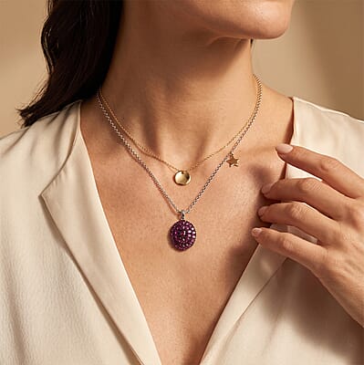 D'Joy Premium Orissa Rhodolite Garnet 8.70 ctw Berry Royale Pendant Necklace in Rhodium Over Sterling Silver 20 Inches