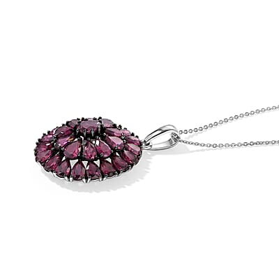 D'Joy Premium Orissa Rhodolite Garnet 8.70 ctw Berry Royale Pendant Necklace in Rhodium Over Sterling Silver 20 Inches